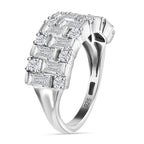 D'Joy Moissanite Half Eternity Ring in Platinum Overlay Sterling Silver 1.58 Ct.