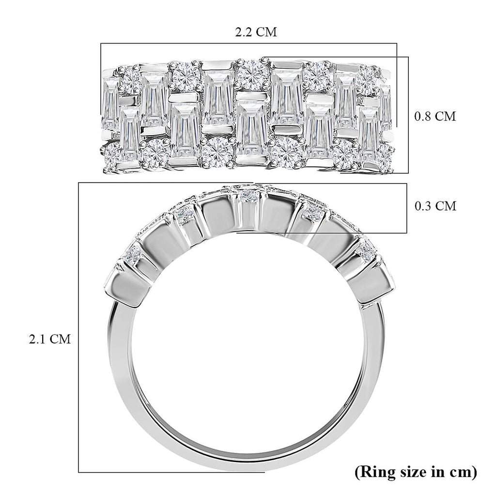 D'Joy Moissanite Half Eternity Ring in Platinum Overlay Sterling Silver 1.58 Ct.