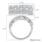 D'Joy Moissanite Half Eternity Ring in Platinum Overlay Sterling Silver 1.58 Ct.