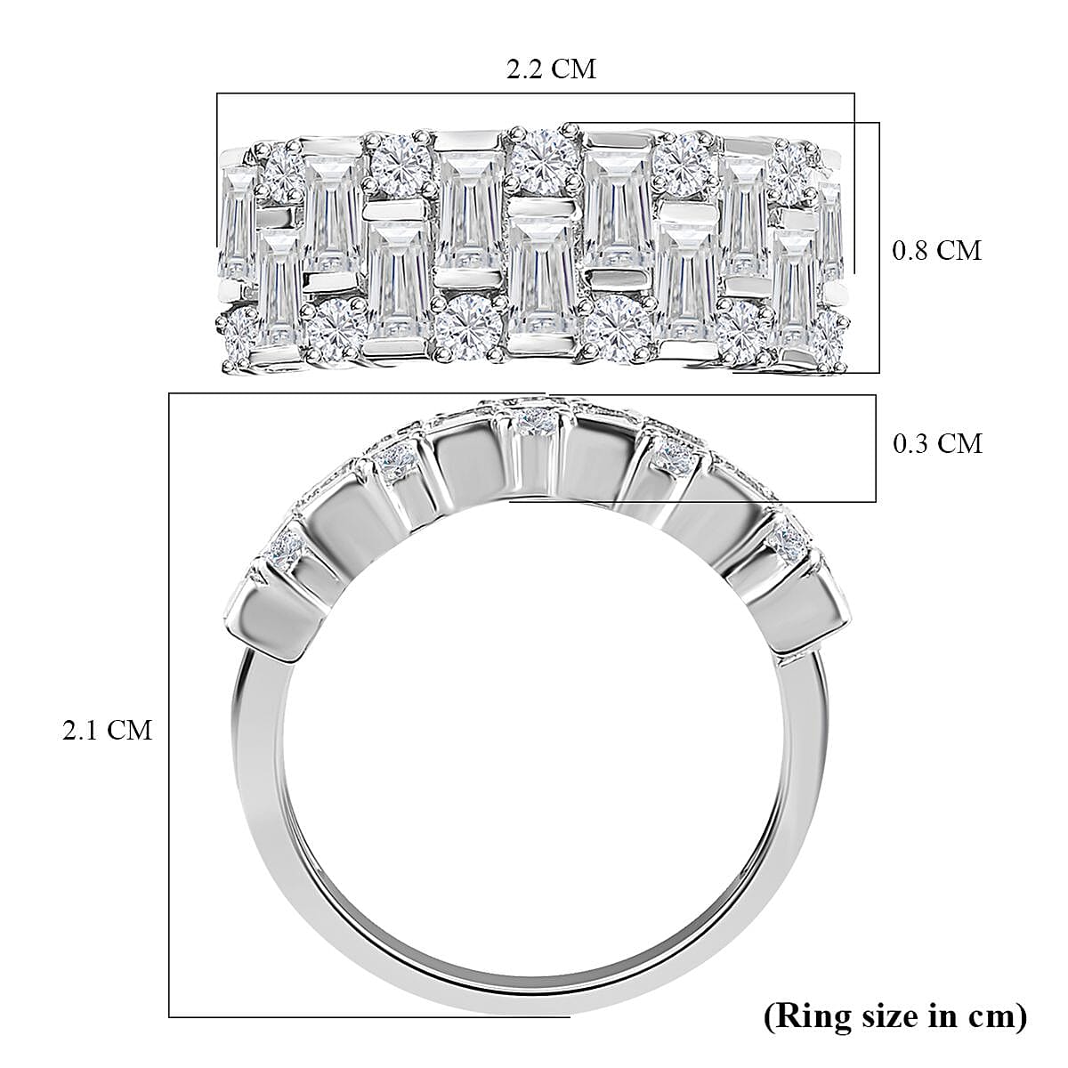 1.53 Ct. Moissanite Half Eternity Ring in Platinum Overlay Sterling Silver 7560307 12