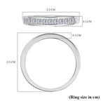 Moissanite Half Eternity Band Ring in Rhodium Overlay Sterling Silver