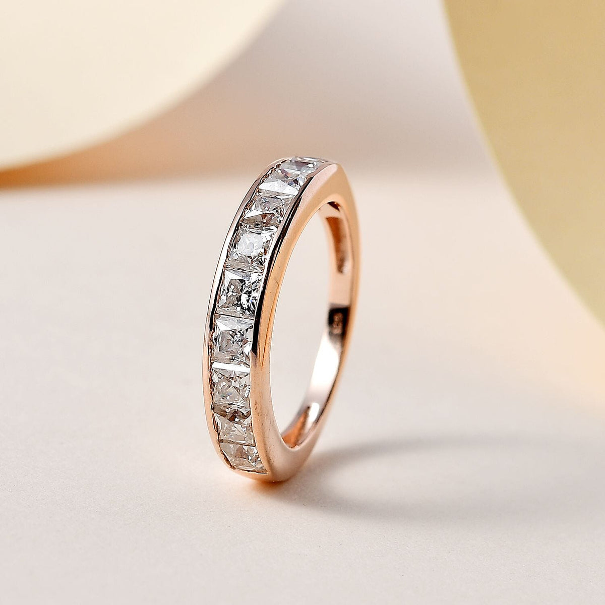 Moissanite Half Eternity Ring in 18K Vermeil Rose Gold Plated Sterling Silver 1.41 Ct. 7505272 6