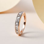 Moissanite Half Eternity Ring in 18K Vermeil Rose Gold Plated Sterling Silver 1.36 Ct.