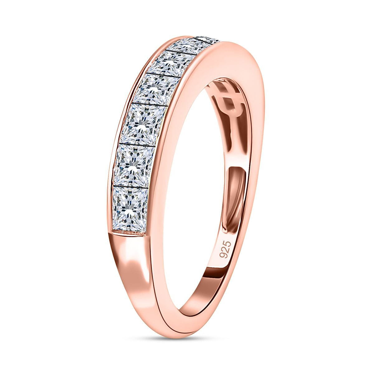 Moissanite Half Eternity Ring in 18K Vermeil Rose Gold Plated Sterling Silver 1.41 Ct. 7505272 8