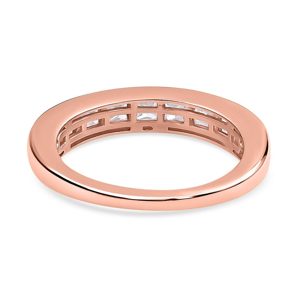 Moissanite Half Eternity Ring in 18K Vermeil Rose Gold Plated Sterling Silver 1.36 Ct.