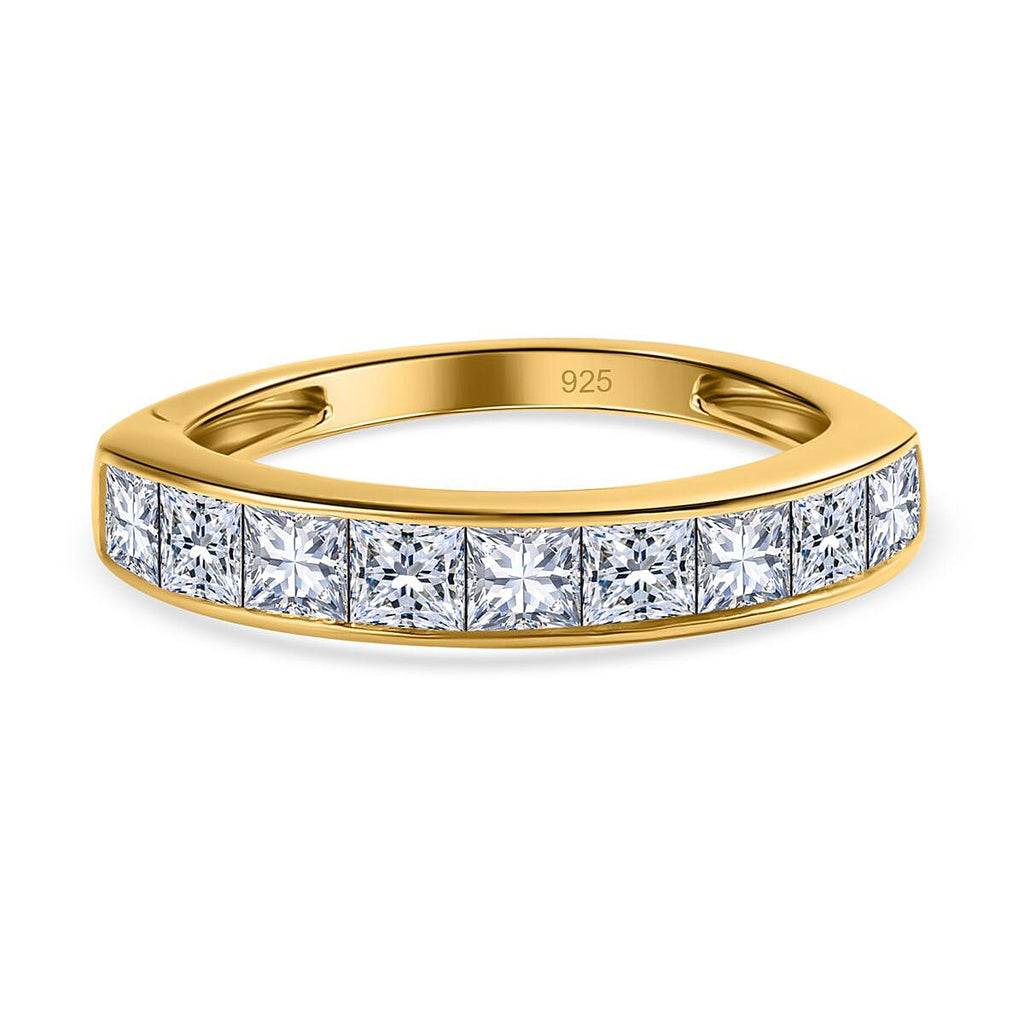 Royal Bali Collection - D'Joy Moissanite Half Eternity Ring in 18K Vermeil Yellow Gold Plated Sterling Silver 1.38 Ct.