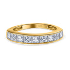Royal Bali Collection - D'Joy Moissanite Half Eternity Ring in 18K Vermeil Yellow Gold Plated Sterling Silver 1.38 Ct.
