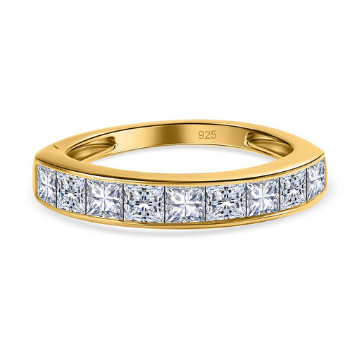 Royal Bali Collection - D'Joy Moissanite Half Eternity Ring in 18K Vermeil Yellow Gold Plated Sterling Silver 1.38 Ct.