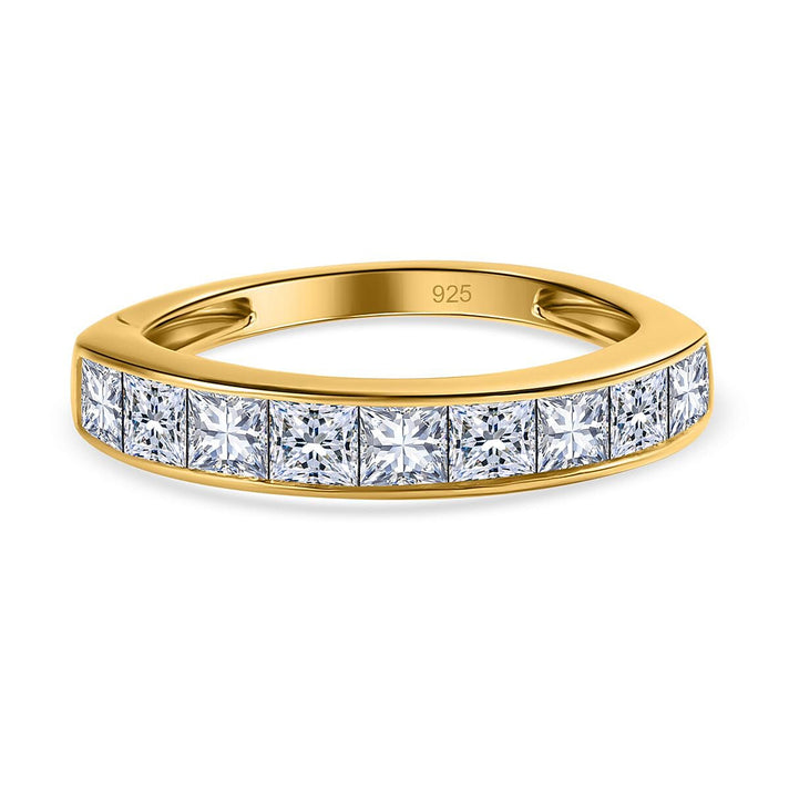 Moissanite Half Eternity Ring in 18K Vermeil Yellow Gold Plated Sterling Silver 7505279 1