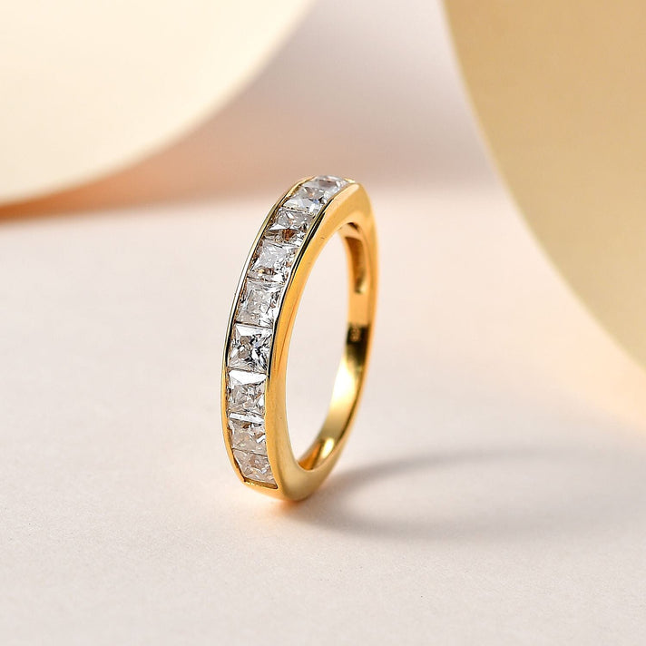 Moissanite Half Eternity Ring in 18K Vermeil Yellow Gold Plated Sterling Silver 7505279 2