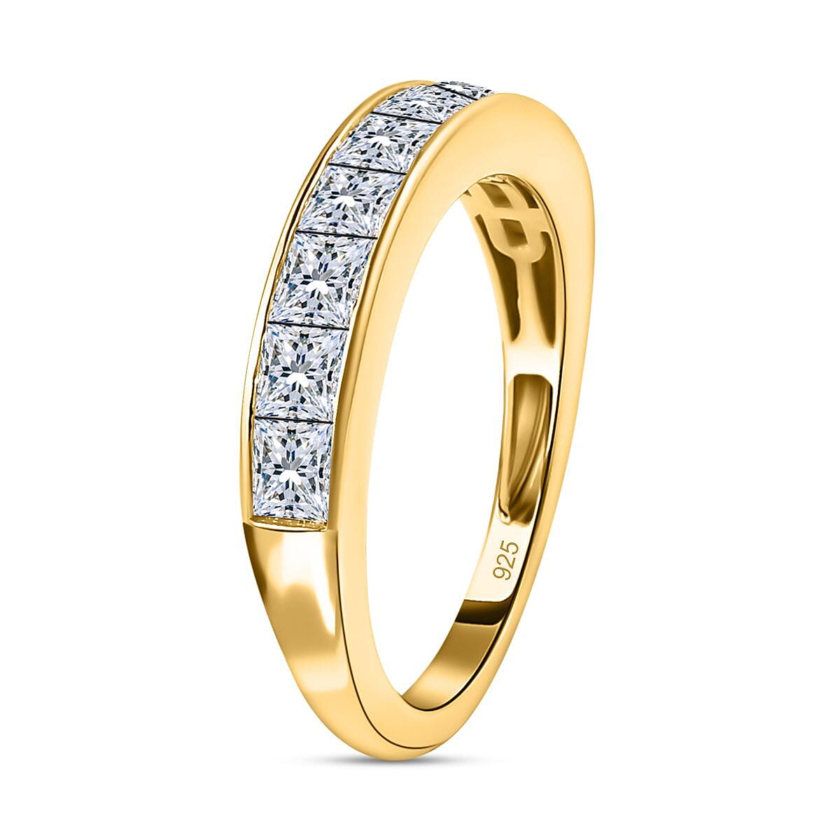 Moissanite Half Eternity Ring in 18K Vermeil Yellow Gold Plated Sterling Silver V32638673 5