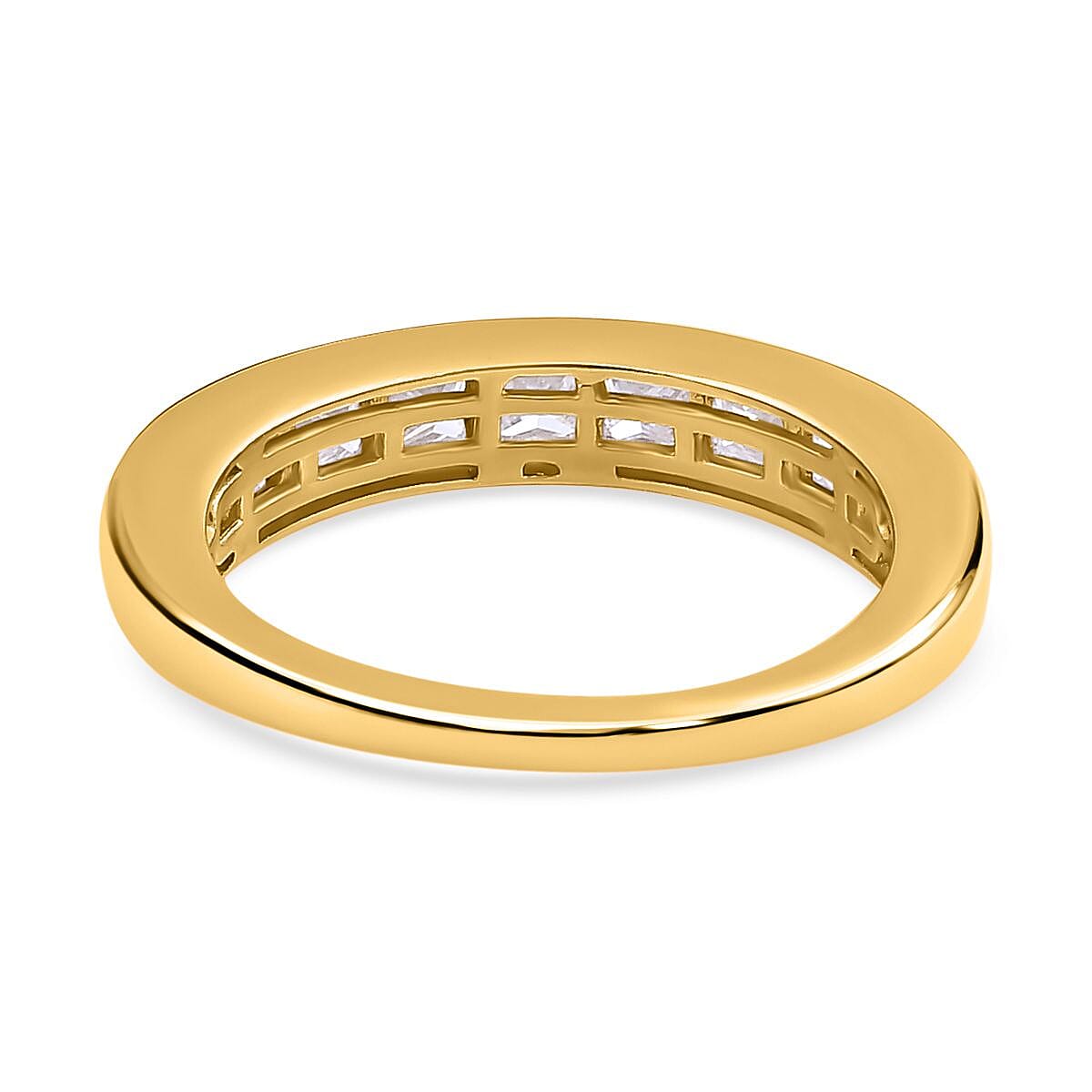 Moissanite Half Eternity Ring in 18K Vermeil Yellow Gold Plated Sterling Silver V32638673 6