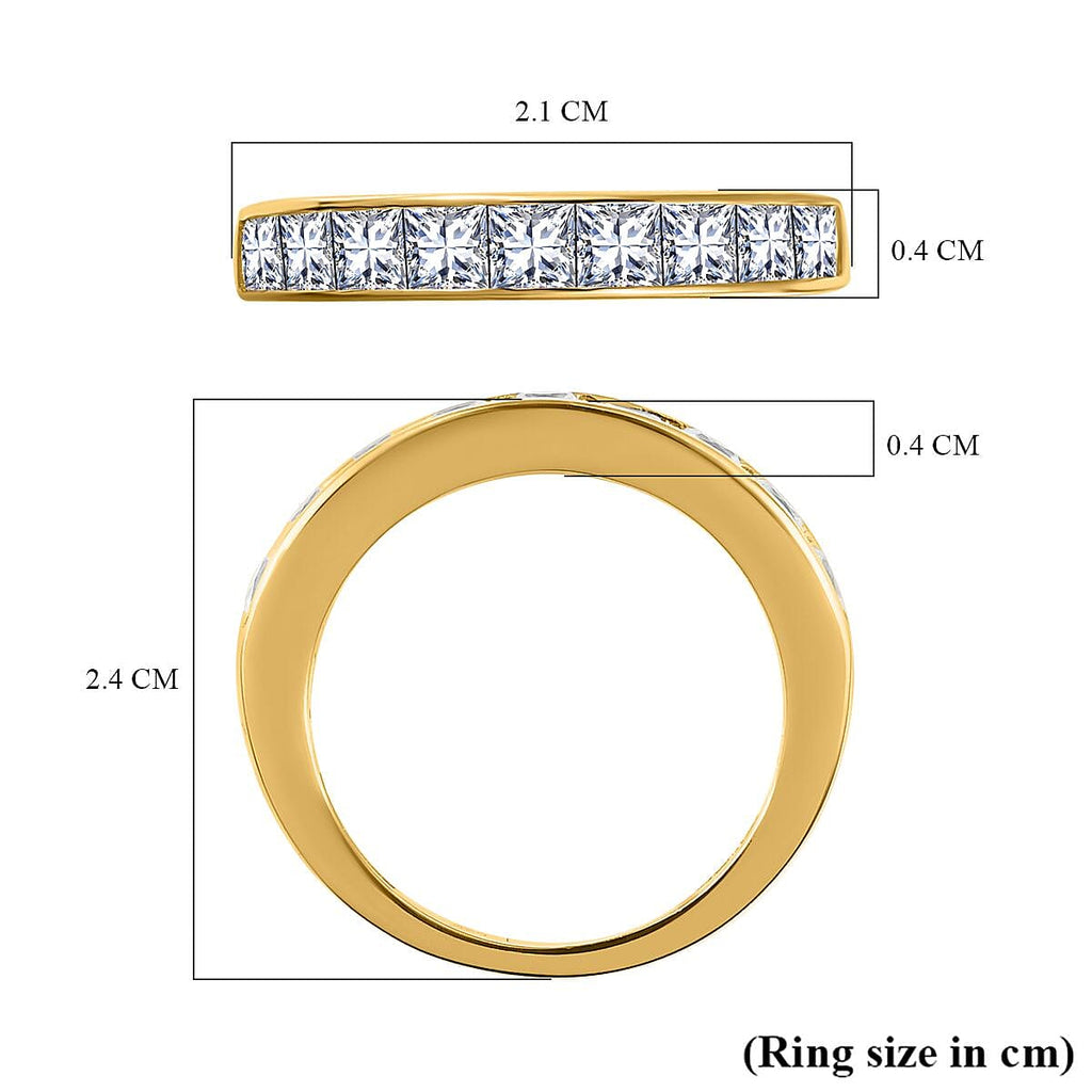 Royal Bali Collection - D'Joy Moissanite Half Eternity Ring in 18K Vermeil Yellow Gold Plated Sterling Silver 1.38 Ct.