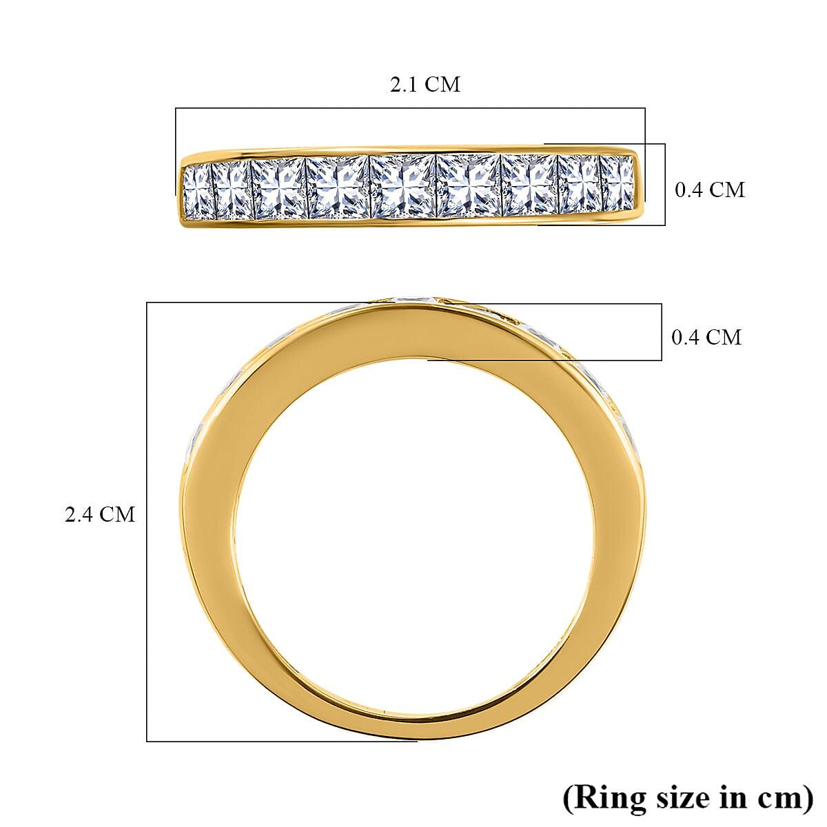 Moissanite Half Eternity Ring in 18K Vermeil Yellow Gold Plated Sterling Silver V32638673 7