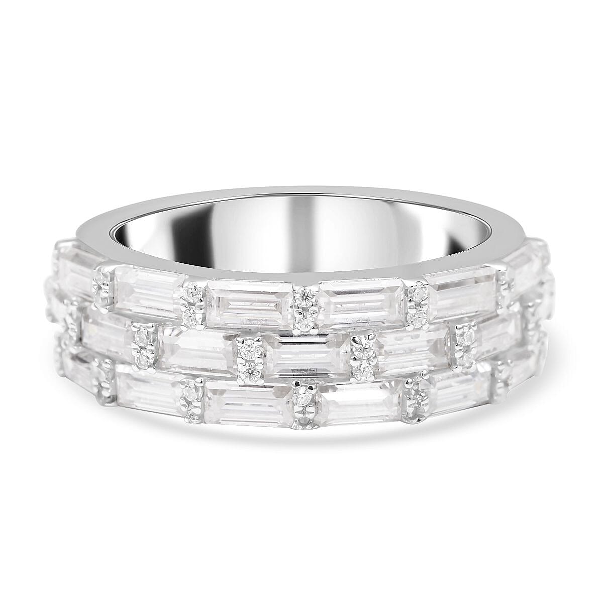 Moissanite Half Eternity Ring in Rhodium Overlay Sterling Silver 2.73 Ct. 7081254 0