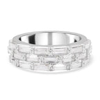 Moissanite Half Eternity Ring in Rhodium Overlay Sterling Silver 2.73 Ct.