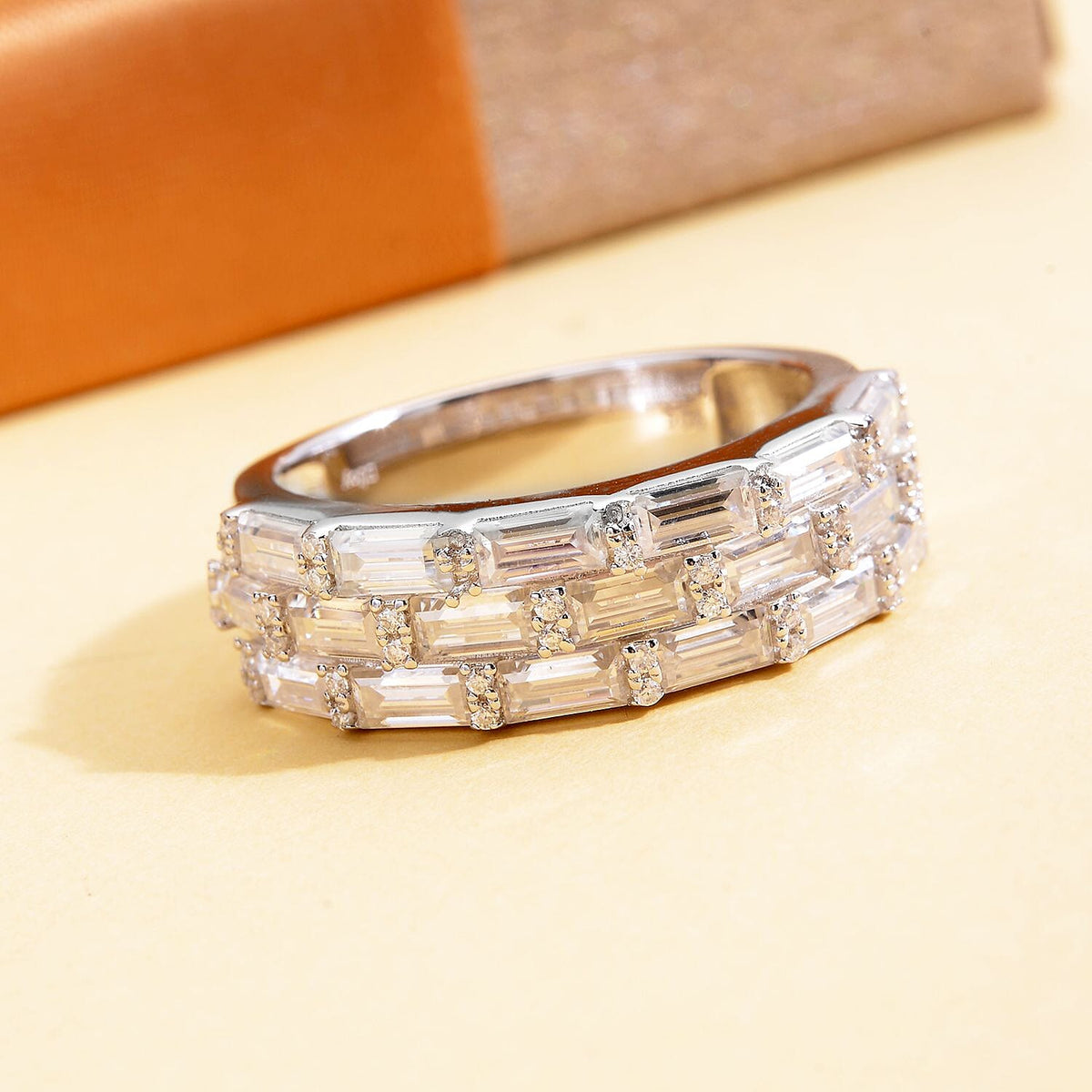 Moissanite Half Eternity Ring in Rhodium Overlay Sterling Silver 2.73 Ct. 7081254 2