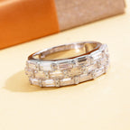 Moissanite Half Eternity Ring in Rhodium Overlay Sterling Silver 2.73 Ct.
