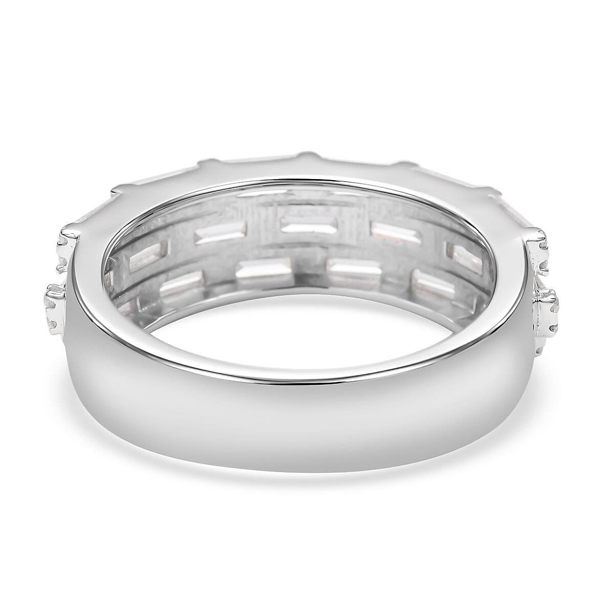 Moissanite Half Eternity Ring in Rhodium Overlay Sterling Silver 2.73 Ct. 7081254 5