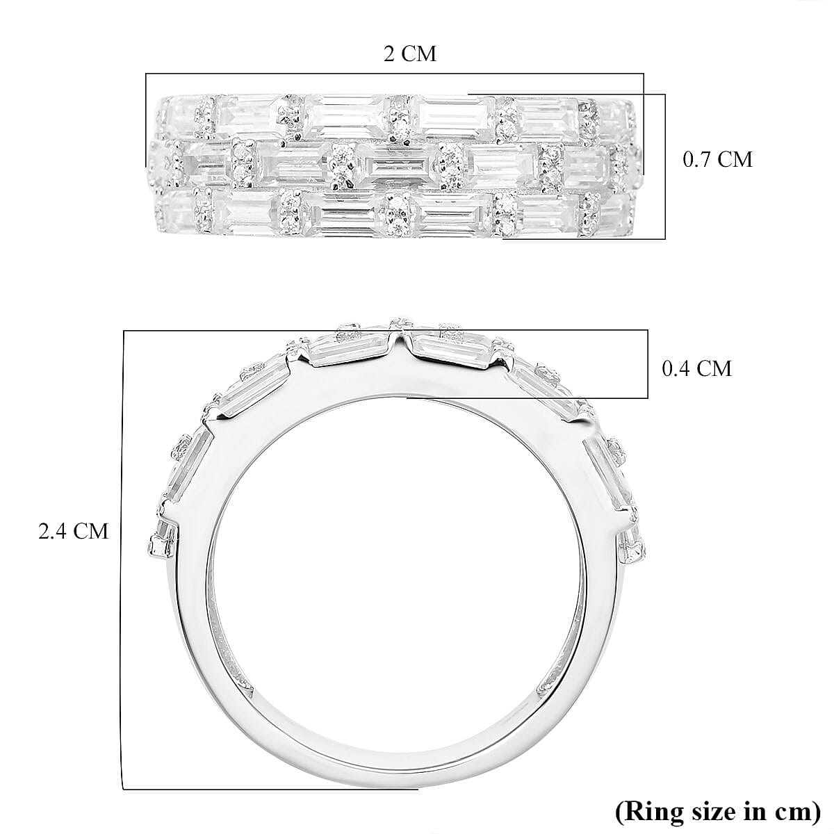 Moissanite Half Eternity Ring in Rhodium Overlay Sterling Silver 2.73 Ct. 7081254 6