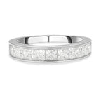 Moissanite Half Eternity Band Ring in Rhodium Overlay Sterling Silver 1.37 Ct.