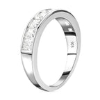 Moissanite Half Eternity Band Ring in Rhodium Overlay Sterling Silver 1.37 Ct.