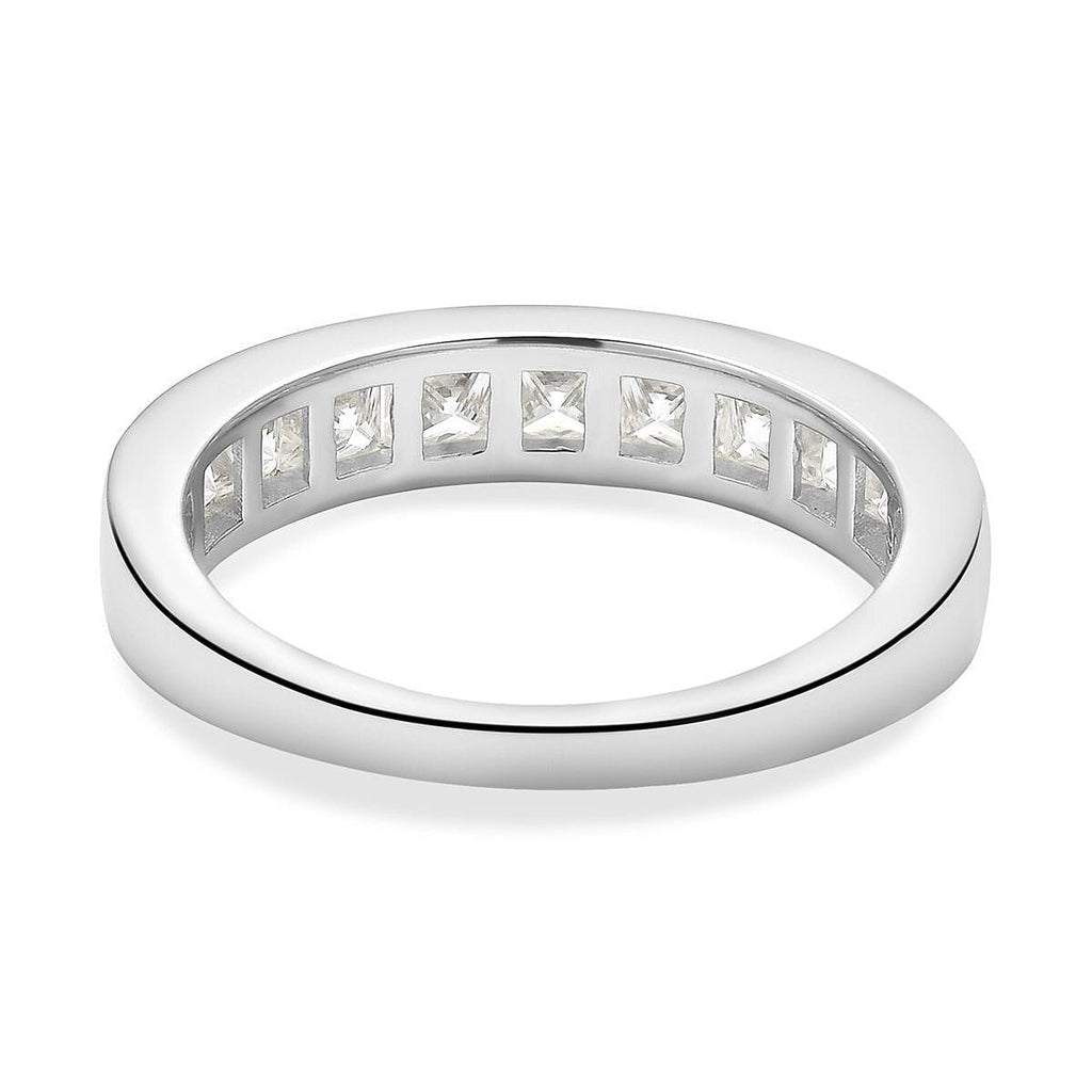 Moissanite Half Eternity Band Ring in Rhodium Overlay Sterling Silver 1.37 Ct.