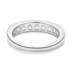 Moissanite Half Eternity Band Ring in Rhodium Overlay Sterling Silver 1.37 Ct.