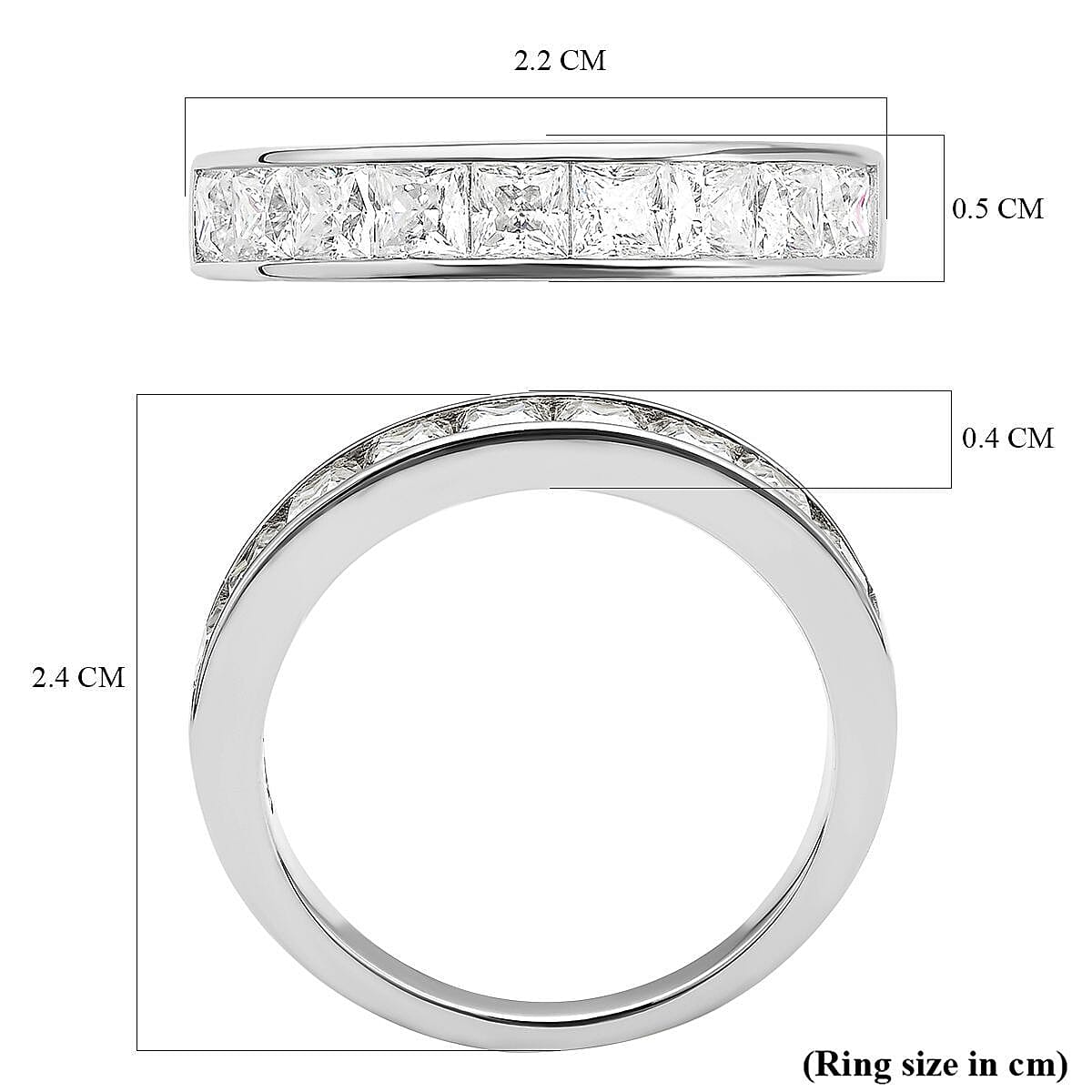 Moissanite Half Eternity Ring in Rhodium Plated Sterling Silver 1.33 Ct. 3890704 6
