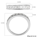 Moissanite Half Eternity Band Ring in Rhodium Overlay Sterling Silver 1.37 Ct.