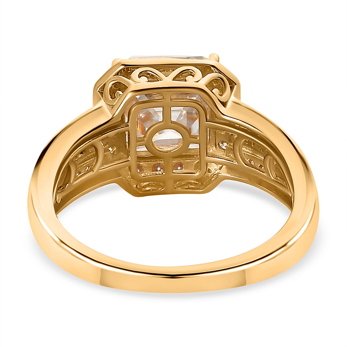 Moissanite Halo Ring in 18K Vermeil Yellow Gold Plated Sterling Silver 4.97 Ct. 7326935 9