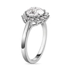 Moissanite Halo Ring in Platinum Overlay Sterling Silver 2.55 Ct.