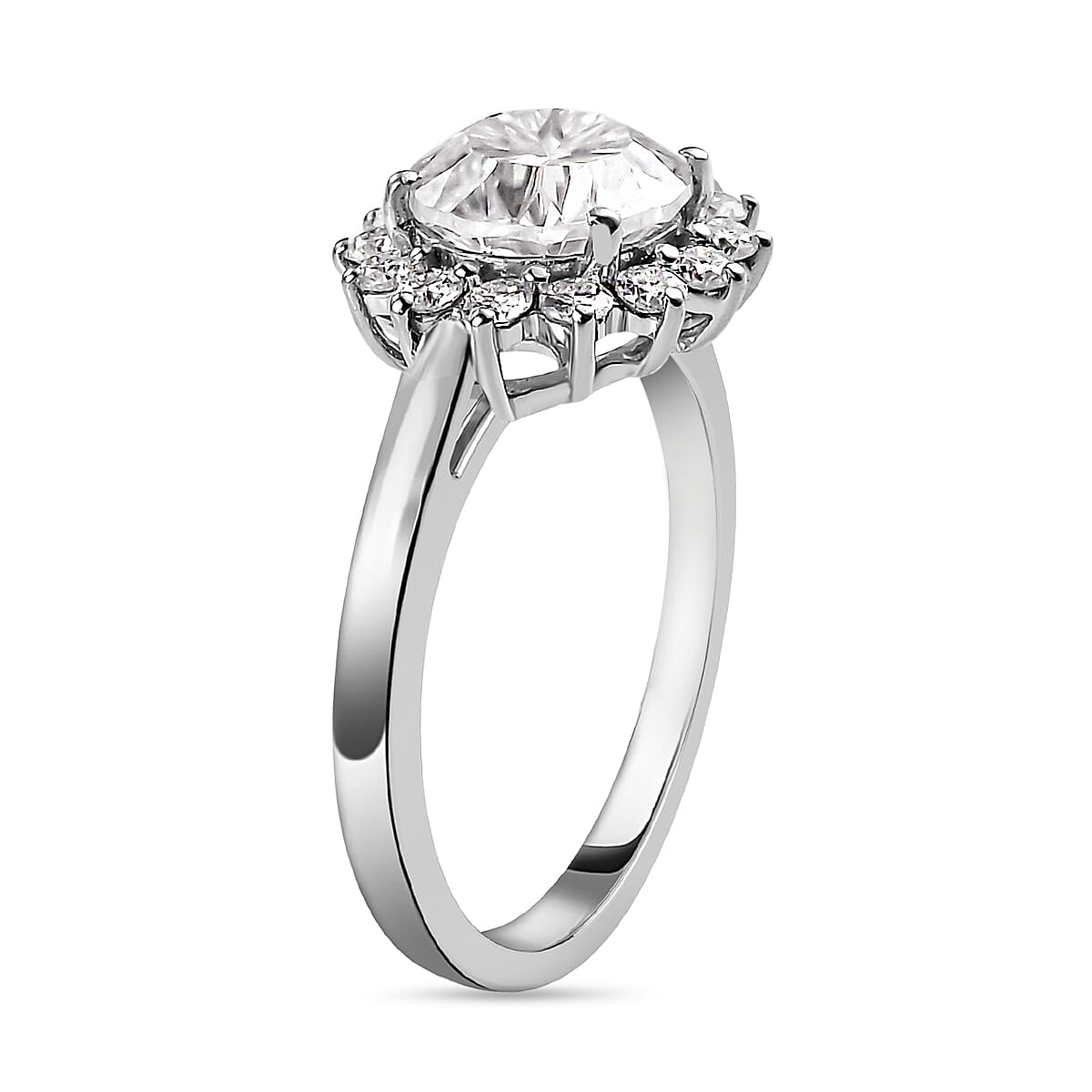 Moissanite Halo Ring in Platinum Overlay Sterling Silver 2.55 Ct. 7043850 3