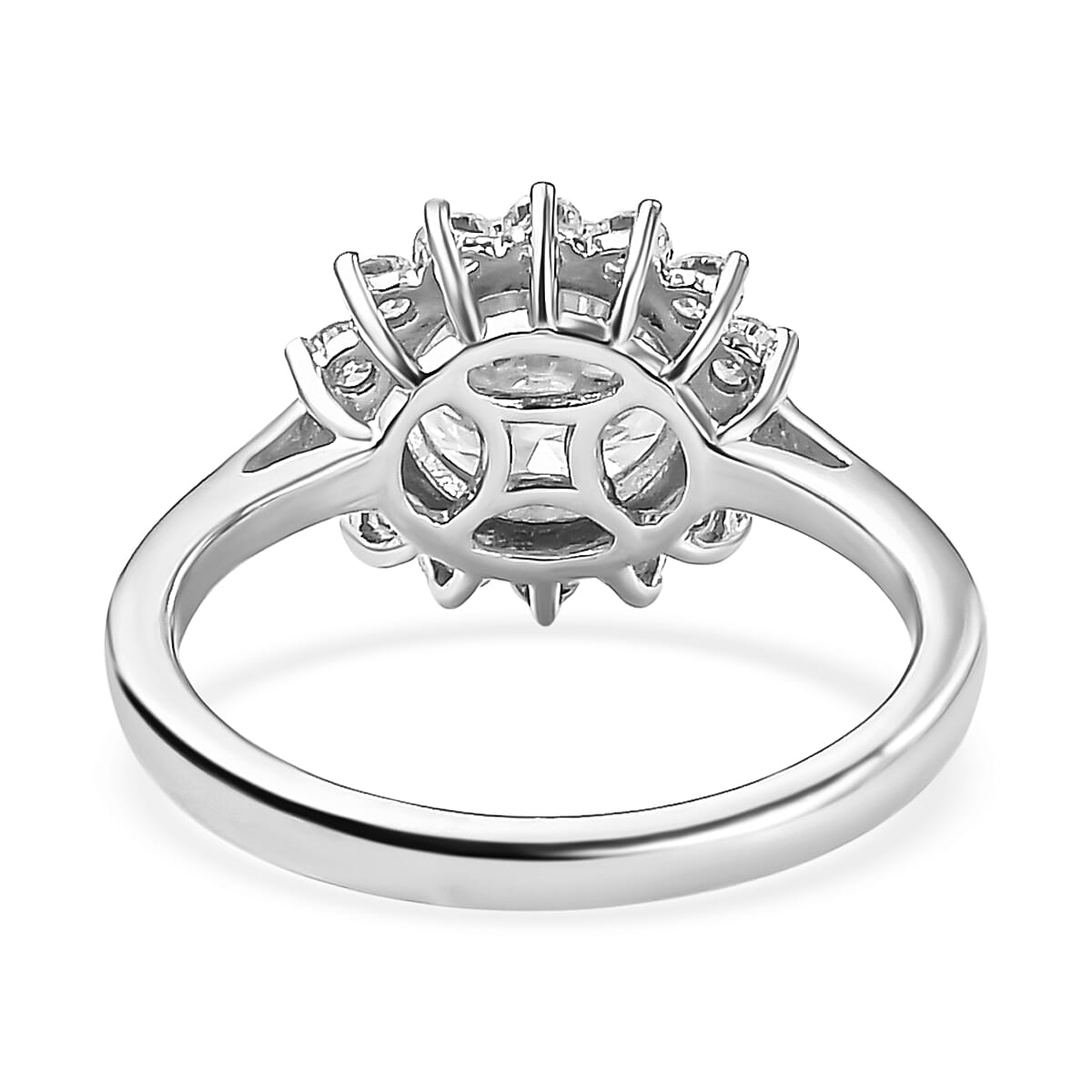 Moissanite Halo Ring in Platinum Overlay Sterling Silver 2.55 Ct. 7043850 4
