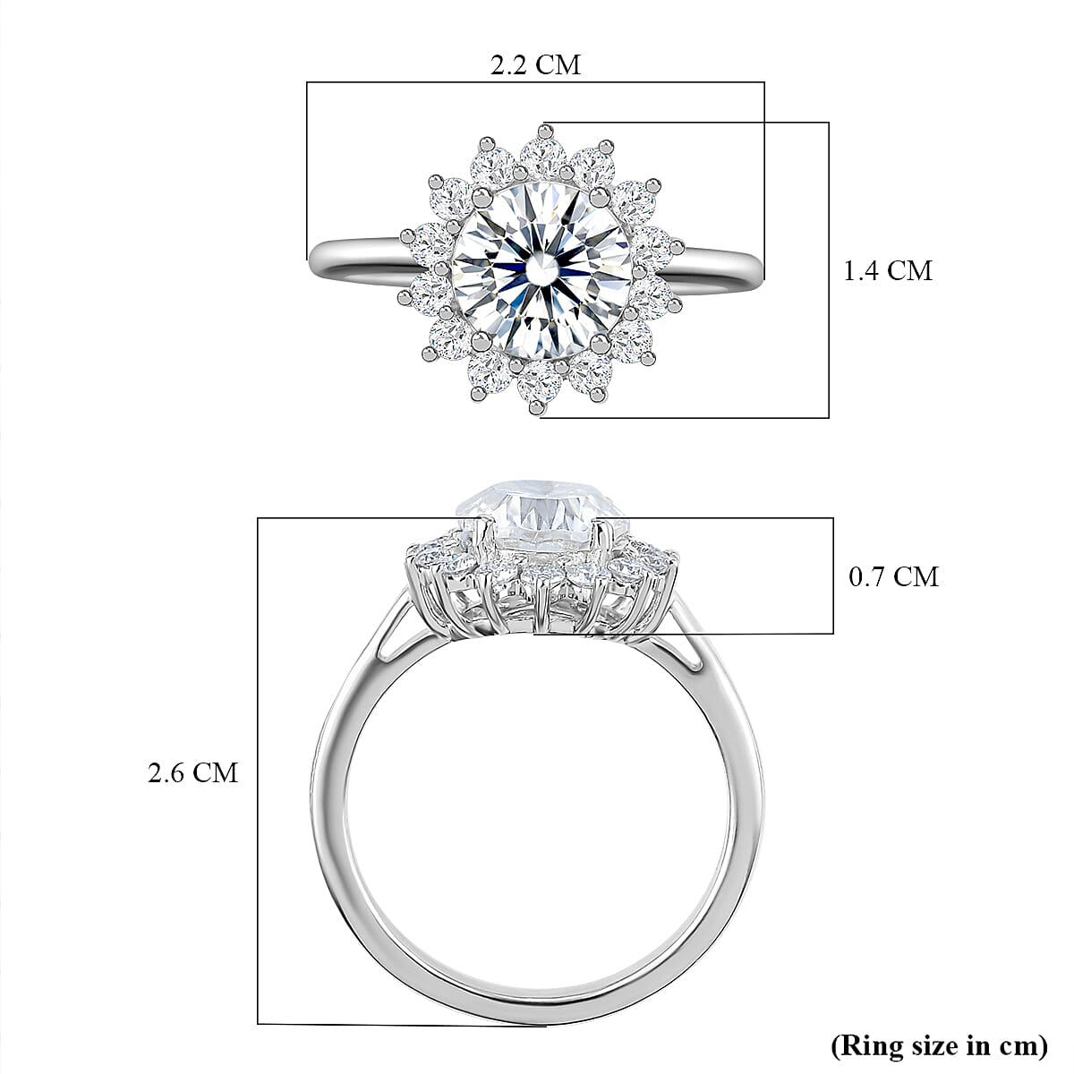 Moissanite Halo Ring in Platinum Overlay Sterling Silver 2.55 Ct. 7043850 5