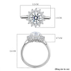 Moissanite Halo Ring in Platinum Overlay Sterling Silver 2.55 Ct.
