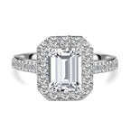 Moissanite Ring in Platinum Overlay Sterling Silver 2.17 Ct.