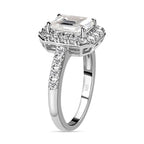 Moissanite Ring in Platinum Overlay Sterling Silver 2.17 Ct.