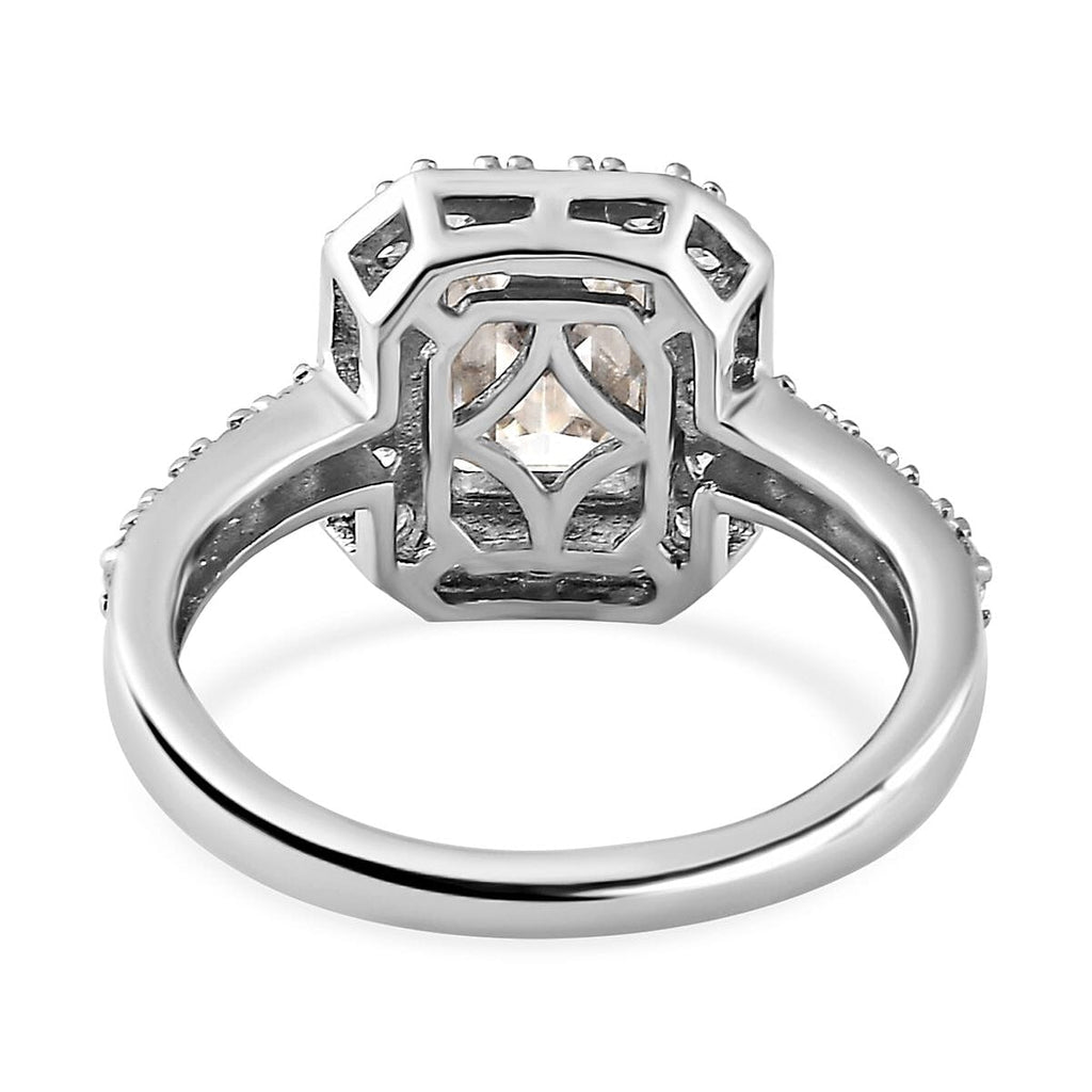 Moissanite Ring in Platinum Overlay Sterling Silver 2.17 Ct.