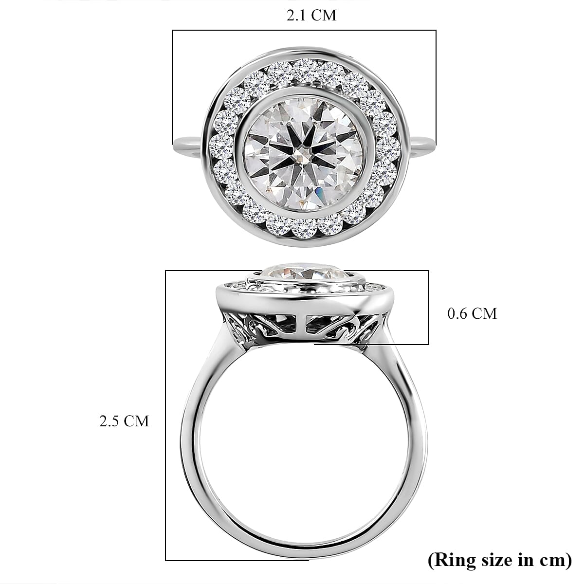 Moissanite Halo Ring in Platinum Plated Sterling Silver 2.27 Ct. 8732710 6