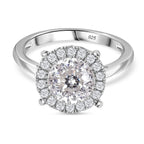 Moissanite Solitaire Ring in Rhodium Overlay Sterling Silver 2.21 Ct.