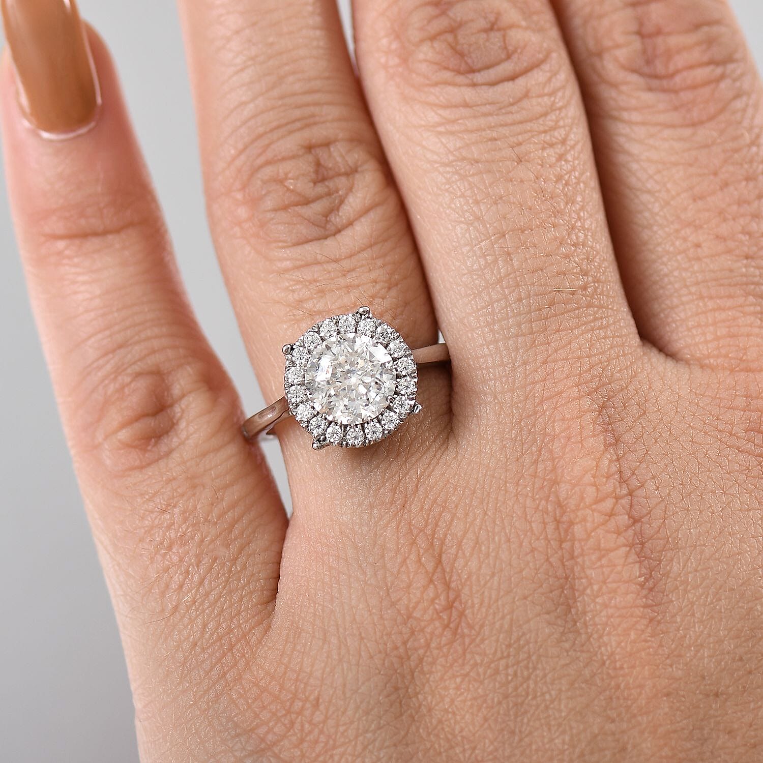 Moissanite Halo Ring in Rhodium Overlay Sterling Silver 2.21 Ct. 8070247 3
