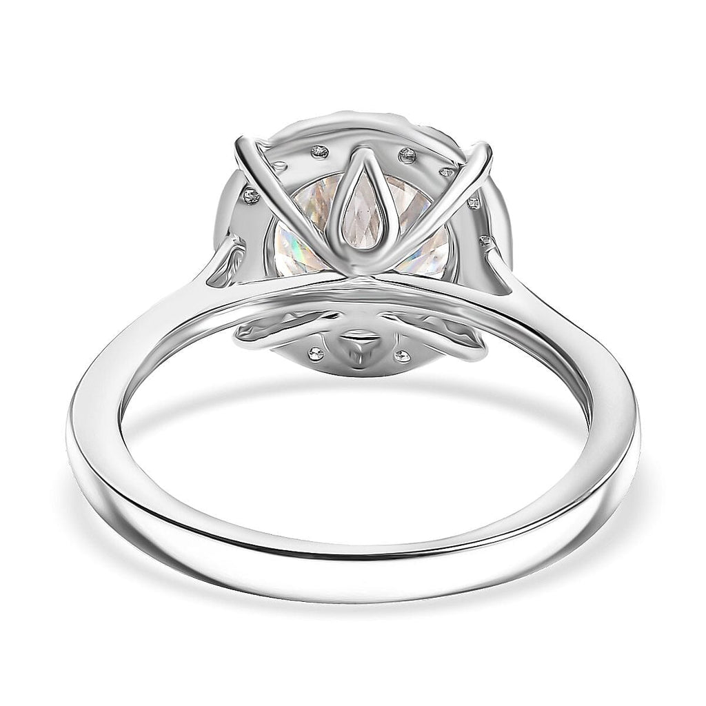 Moissanite Solitaire Ring in Rhodium Overlay Sterling Silver 2.21 Ct.