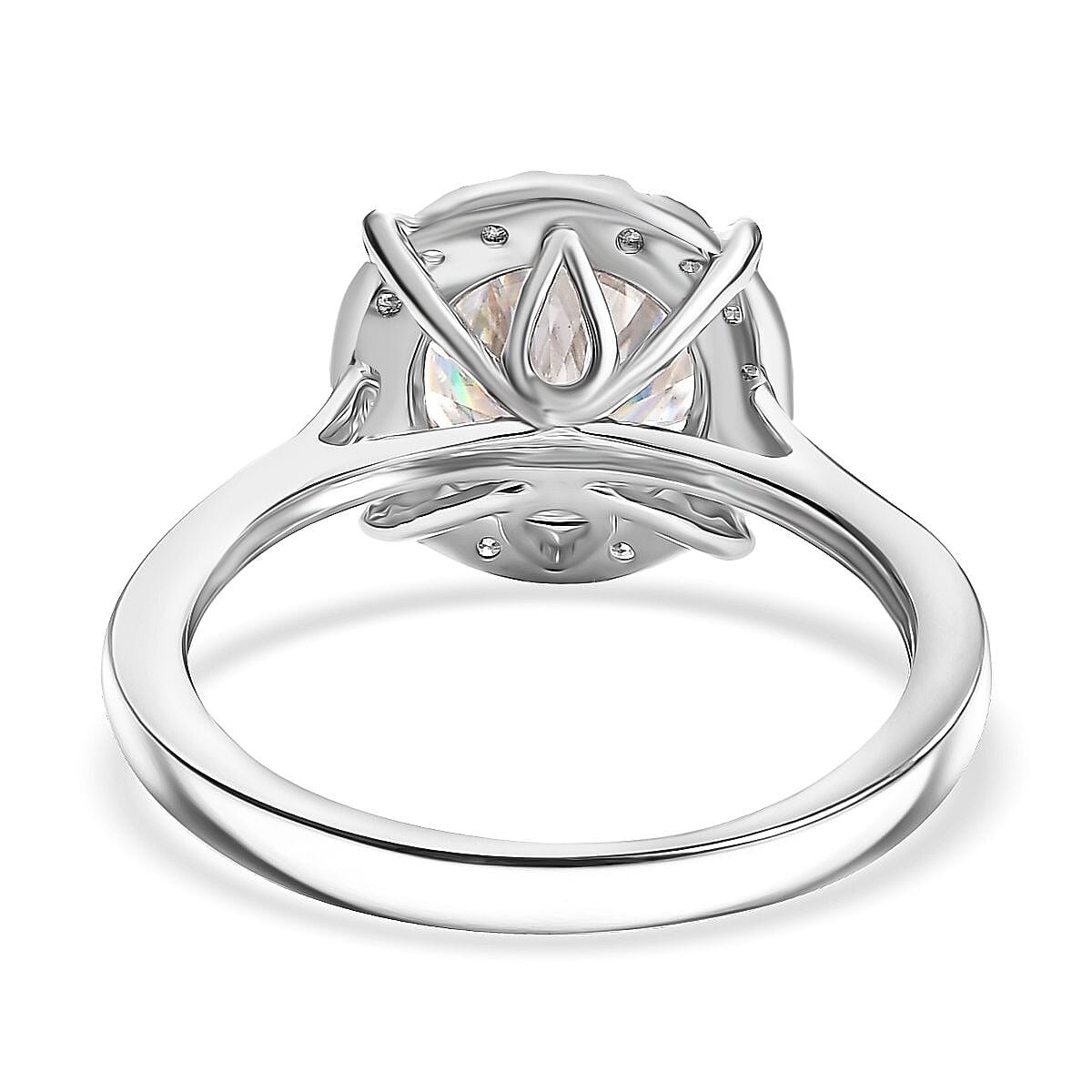 Moissanite Halo Ring in Rhodium Overlay Sterling Silver 2.21 Ct. 8070247 5