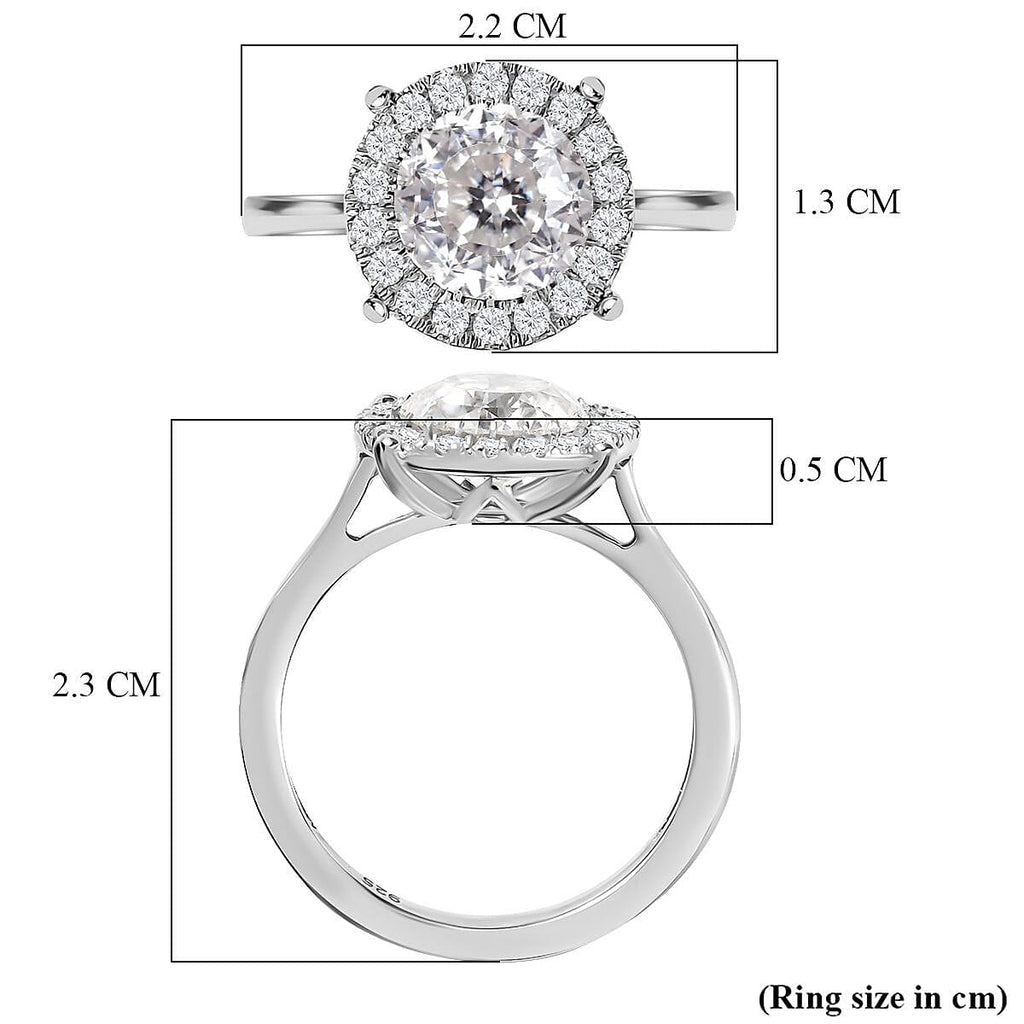 Moissanite Solitaire Ring in Rhodium Overlay Sterling Silver 2.21 Ct.