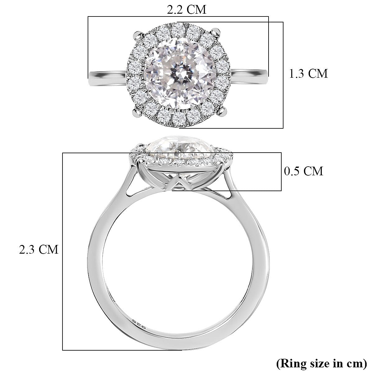 Moissanite Halo Ring in Rhodium Overlay Sterling Silver 2.21 Ct. 8070247 6
