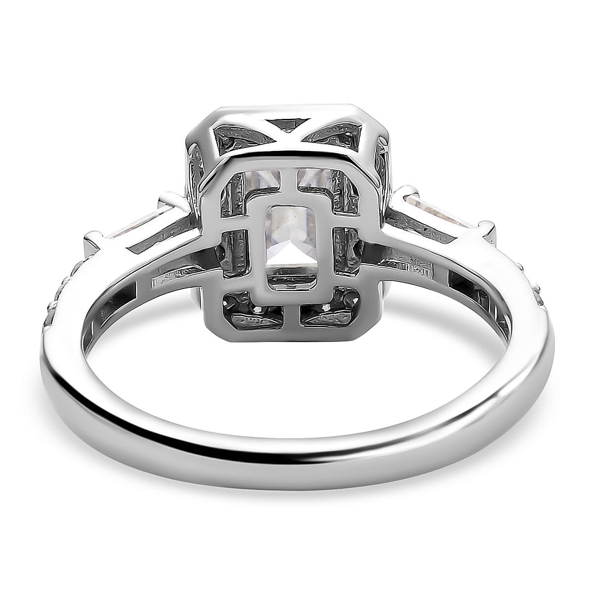 Moissanite Halo Ring in Rhodium Overlay Sterling Silver 2.42 Ct 7387894 8