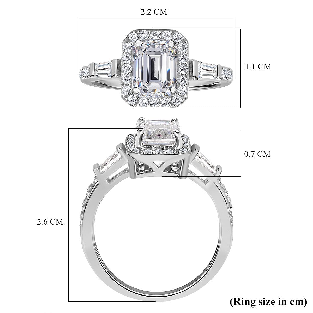 Moissanite Halo Ring in Rhodium Overlay Sterling Silver 2.42 Ct 7387894 10