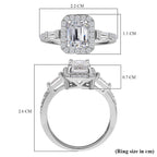 Moissanite Halo Ring in Rhodium Overlay Sterling Silver 2.42 Ct