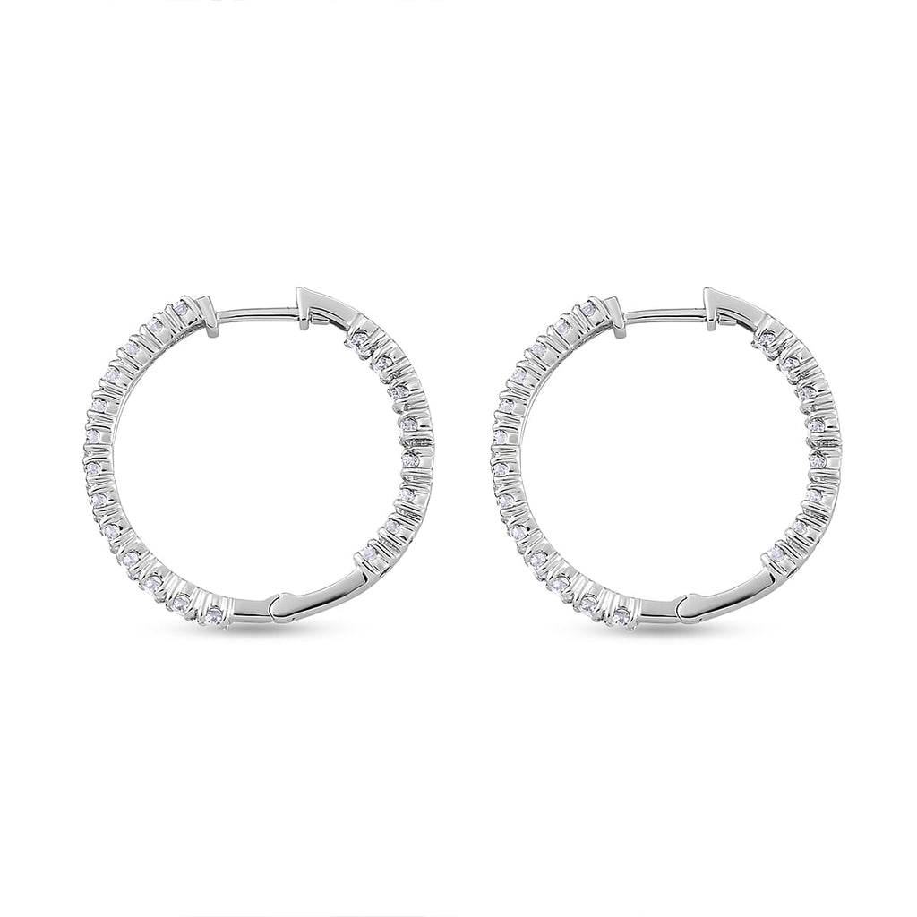 Moissanite Hoop Earrings in Platinum Overlay Sterling Silver 2.06 Ct.